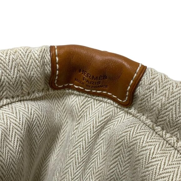 Auth HERMES Houlbi 25 - Natural Fauve Toile chevron Veau Barenia D Pouch - Picture 5 of 7